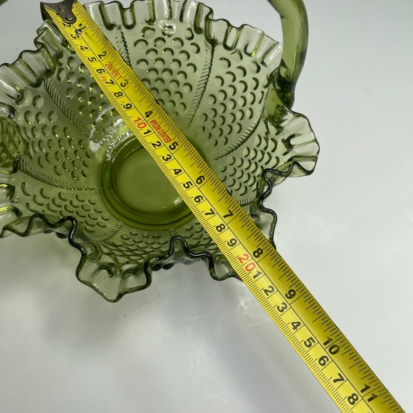 Fenton Accents Vintage Fenton Green Glass Hobnail Basket Poshmark